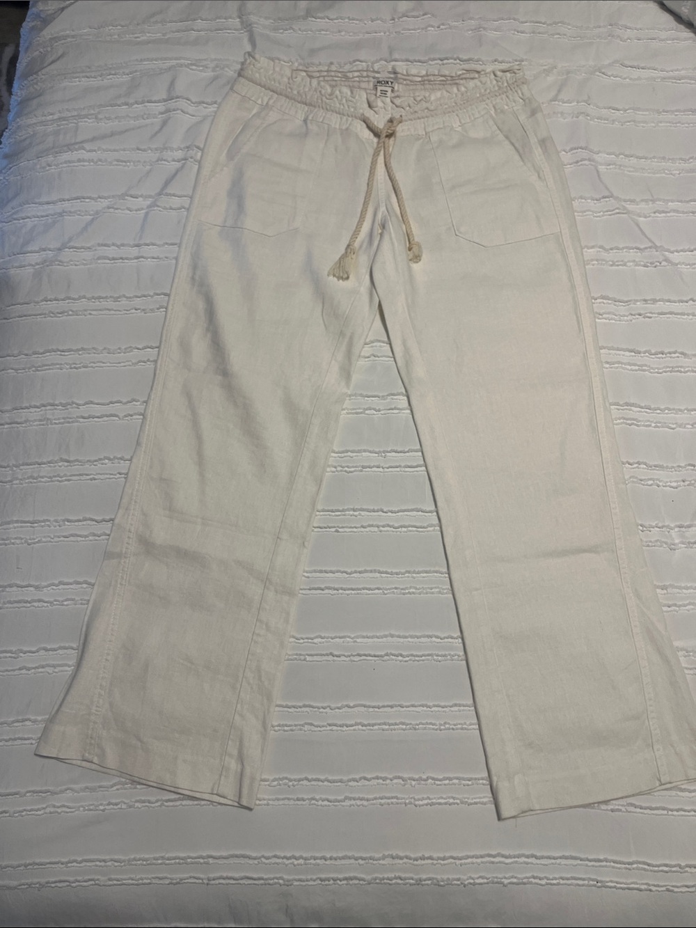 Roxy White Smocked Waist Drawstring Pants